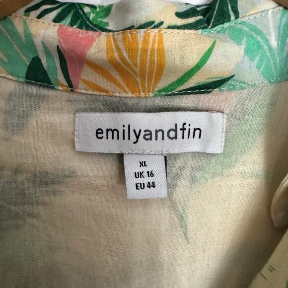 Emily and Fin Clara Shirt Dress Tropical Womens Large Sleeveless Floral Pockets - Picture 2 of 10